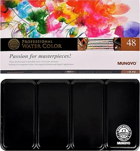 Professional Half Pan Size Water Colors Set in Tin Case/Integral Mixing Palette - Picture 1 of 6