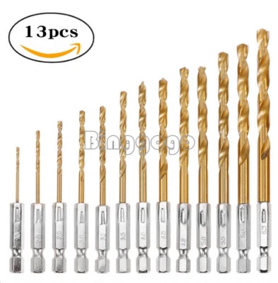 13 Stück Bohrer Set Titan HSS High Speed Stahl Sechskantschaft Schnellwechsel - Bild 1 von 4