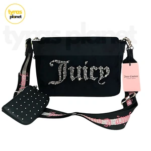 NEU NEU MIT ETIKETT JUICY COUTURE Velour All That Glitzer Klappe Umhängetasche schwarz - Bild 1 von 2