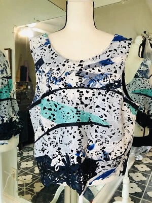 Mujer’s Bar III Floral Estampado Encaje Superposición Correa Ancha Recortado Tanque Multi XXL Foto 1 de 4