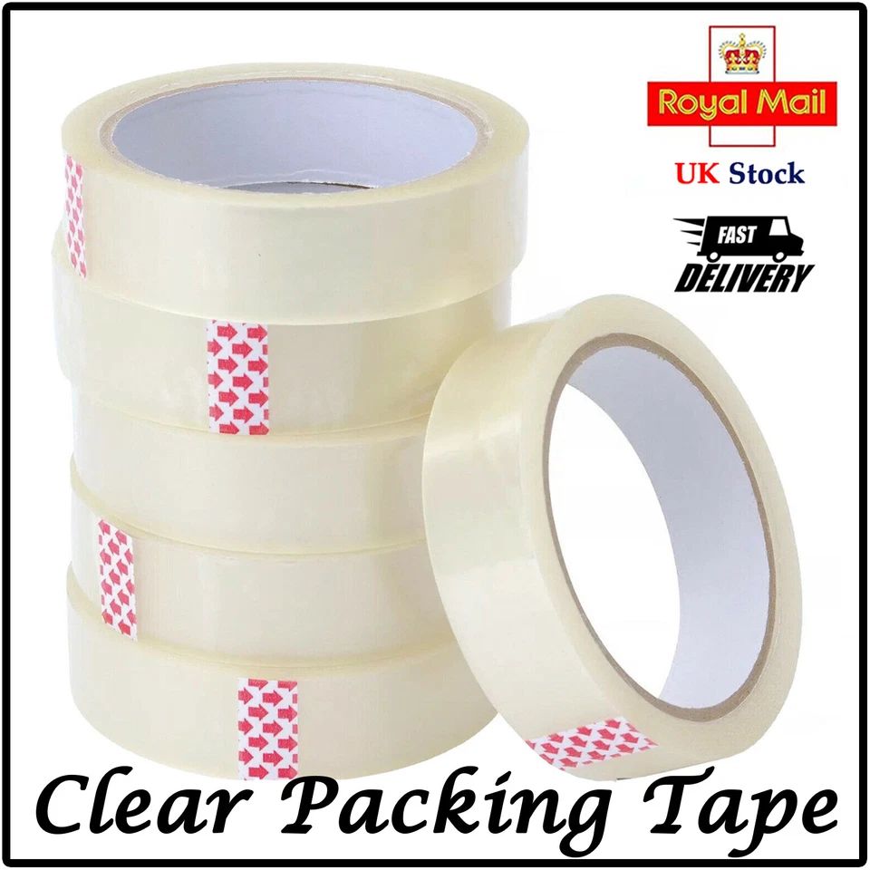 CLEAR TAPE BIG ROLLS PARCEL PACKING SELLOTAPE 1" 25MM X 66M CELLOTAPE PACKAGING - Image 1 of 1