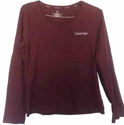 Calvin Klein Logo Women’s Red Long Sleeve Sleepwear Top Shirt Sz L Large - Image 1 of 4