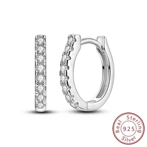 Pendientes de aro de plata esterlina 925 maciza para mujer MULA circonita cúbica joyería clásica simplicidad - Imagen 1 de 6