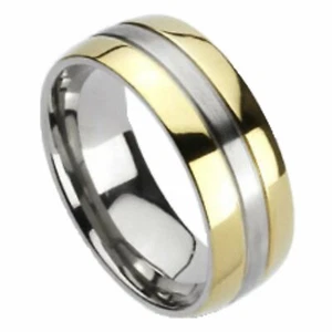 Anillo informal de oro tradicional PVD titanio banda de boda 6 mm ajuste cómodo tallas 5-8 - Imagen 1 de 5