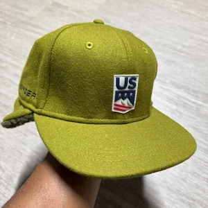 US Ski Team Snow Trapper Hat Spyder Sherpa Muff Lime Green Adult S/M - Picture 1 of 8