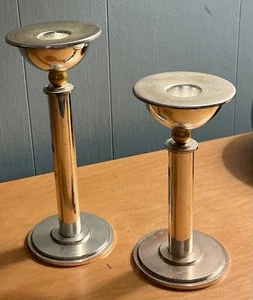 Juego de 2 candelabros cónicos chapados en plata WMF Epbrass Alemania - Imagen 1 de 6