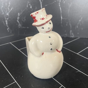 Vintage McCoy Pottery Snowman Planter Vase Red Hat Very Rare - Picture 1 of 7