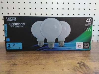 3 Pack Feit Enhance Dimmable 40w LED G25 Globe Light Bulb Daylight - Image 1 of 4