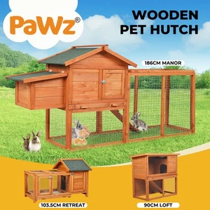Pawz Chicken Coop Rabbit Hutch Large Hen Run Cage Hutches House Wooden Outdoor - Picture 1 of 45