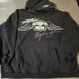 Vintage Y2K No Fear Hoodie Gr. XL Logo Pullover Grunge Wings Skull Distressed Rare - Bild 1 von 17