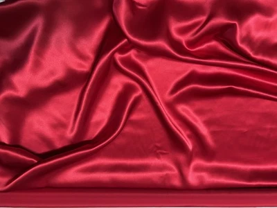 Silk Charmeuse satin ~19mm, Red, 100% Silk, 44" W, By the Yard (TS-7150S) - Image 1 of 4