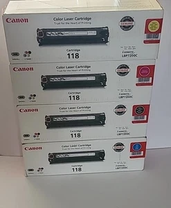 Canon 118 4 Colour Set Toner Cartridge (Black,Cyan,Magenta,Yellow) Read Descrip. - Picture 1 of 6
