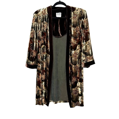 Abrigo de ópera vintage de terciopelo Burnout para mujer talla 12 Whimsigoth tranquilo lujo indie Foto 1 de 4