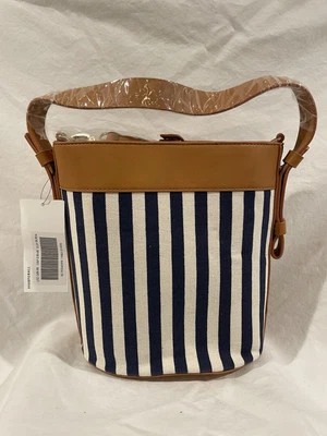 Bolso de hombro Just Fab Sassy Sojourner Bucket rayas azules/blancas Foto 1 de 4
