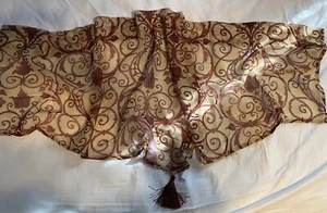 CHRIS MADDEN Home Collection VALANCE transparentes ASCOT mit Quaste beige burgund - Bild 1 von 6
