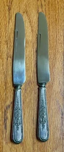 Set of 2 - Weidlich Lady Sterling Dinner Knives 9 1/4" - Stainless Blade Cracked - Picture 1 of 2