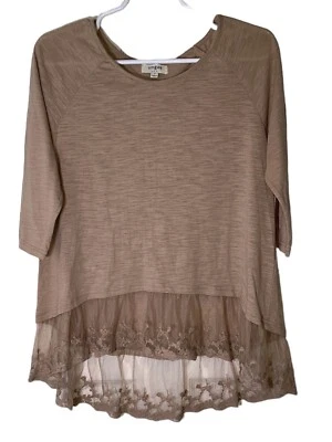 Blusa Umgee EE. UU. Mujer Encaje Tostado Talla Pequeña con Mangas 3/4 Largo Foto 1 de 4