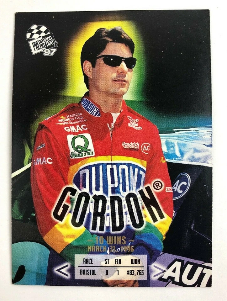 1997 Press Pass Jeff Gordon Trading Card NASCAR 10 Wins Card  #135 - Image 1 of 3