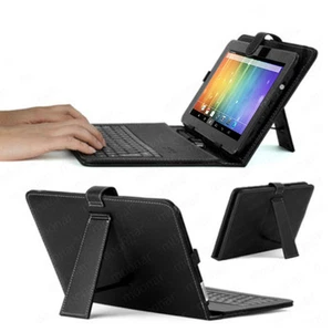 7.0" Tablet Case Cover w/ Built-in Keyboard Black Leather for Tagital iRulu SVP - Picture 1 of 1