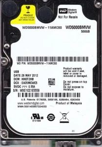 WD5000BMVW-11AMCS0 HH0T2HB s/n: WXE1CC MAY/ 2012 500GB USB 3.0 WESTERN DIGITAL - Picture 1 of 5