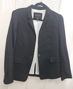 J Crew Regent Blazer Dark Navy LN Wool Blnd One Bttn front B0323 Size 6 - Picture 1 of 7