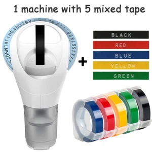 DYMO Embossing Label Maker with 5 Colour 3D Label Tape 3/8'', Dymo Omega Maker - Picture 1 of 11