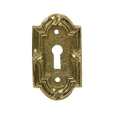 Old New Yale & Towne Brass Arched Rectangle Door Keyhole Cover