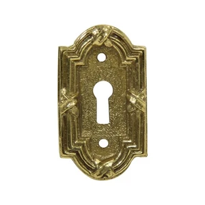 Old New Yale & Towne Brass Arched Rectangle Door Keyhole Cover - Picture 1 of 3