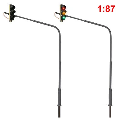 2pcs HO Scale 1:87 Traffic Signals City Motorway Crossing Right Lights 3-LEDs - Image 1 of 4