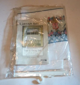 Floral Window Kitchen Curtain Set-Birdhouse Tier Panel & Valance MADE IN USA - Picture 1 of 2
