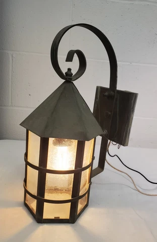 Vintage Antique Gothic Storybook Copper Porch  Light Fixture Rustic Sconce Wall Cover
