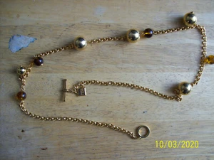 Gold Beaded Necklace 16" with Nice Heavyweight Chain - Picture 1 of 4