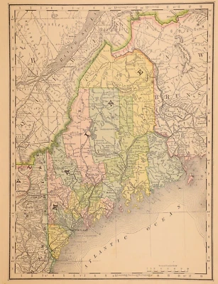 Mapa 1882 ~ ESTADO de MAINE ~ (11x14) ~ Envío y devolución gratuitos -#001 Foto 1 de 2