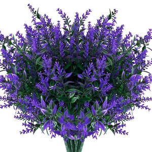 8 Bundles Artificial Flowers UV Resistant Fake Plants Outdoor Home Garden Decor - Picture 1 of 56