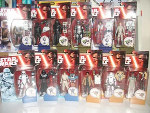 star wars THE FORCE AWAKENS full wave of 12, kylo ren,rey. NEW MINT ON CARDS. - Picture 1 of 4