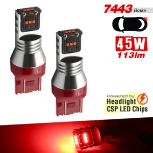 2x 7443 7440 7444 Red LED Rear Tail Brake Stop Parking Hi Power Tail Light Bulbs - Imagen 1 de 7