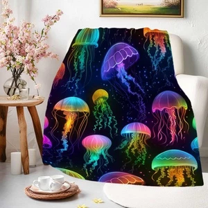 Jellyfish Throw Blanket Printed Ocean Blanket Gifts for Men Women Lightweight... - Picture 1 of 7