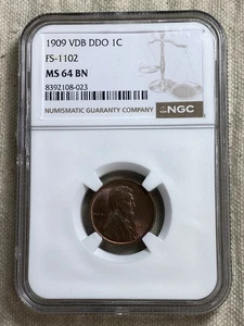 1909 VDB Lincoln Cent Doubled Die Obverse MS64BN NGC FS-1102 Lovely Toning - Picture 1 of 8
