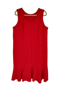 Jessica London Damen rotes Etuikleid Rüschen unten Größe 18 Reißverschluss hinten Stretch weich - Bild 1 von 13