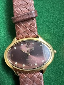 Joan Rivers Classic Watch Women 39mm Gold Tone Woven Leather Band New Battery - Picture 1 of 6