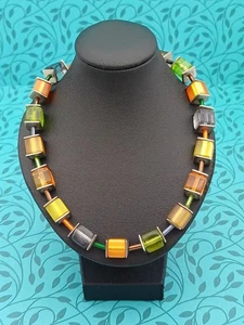 Coeur De Lion Stunning Stainless Stell & Multicoloured GeoCube Beaded Necklace - Picture 1 of 15