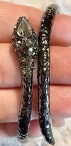 BCBG MAX AZRIA Stunning Gun Metal Beautiful Rhinestone Snake Bangle Bracelet - Picture 1 of 15