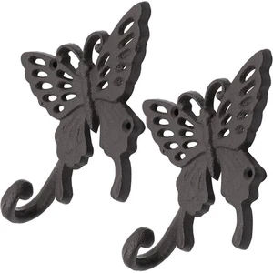 Juego de 2 ganchos para colgar de pared de hierro fundido mariposa, decorativos rústicos vintage... - Imagen 1 de 6