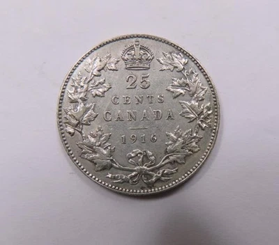 Canada King George V Silver 25 Cents 1916 VF-XF VERY SCARCE - Image 1 of 2