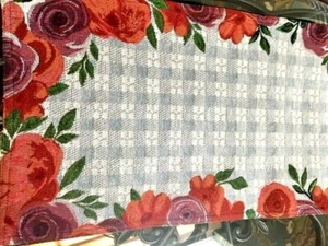 Floral Checked Table Runner 13"x 72" Tapestry Table Runner - Picture 1 of 4