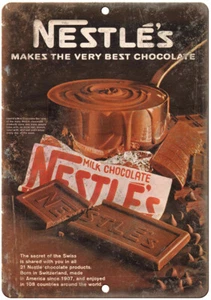 Nestles Milk Chocolate Vintage Ad 12" x 9" Reproduction Metal Sign N425 - Picture 1 of 1