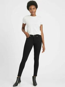 Banana Republic Petite Mid-Rise Skinny Fade-Resistant Ankle Jean, Size 27P Black - Picture 1 of 5