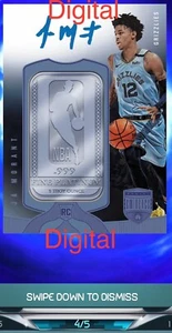 ‼️DUNK DIGITAL CARD‼️4/5 Ja Morant Eminence Platinum Logoman Rookie‼️ DIGITAL - Picture 1 of 2
