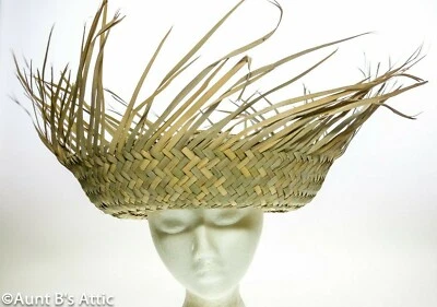Beachcomber / Birds Nest Hat Woven Natural Straw Summer Hawaiian Party Hat  - Image 1 of 2