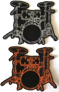 Kit batteria toppa ricamata, arancione o argento, batteristi, band, rock & roll, beat - Foto 1 di 3